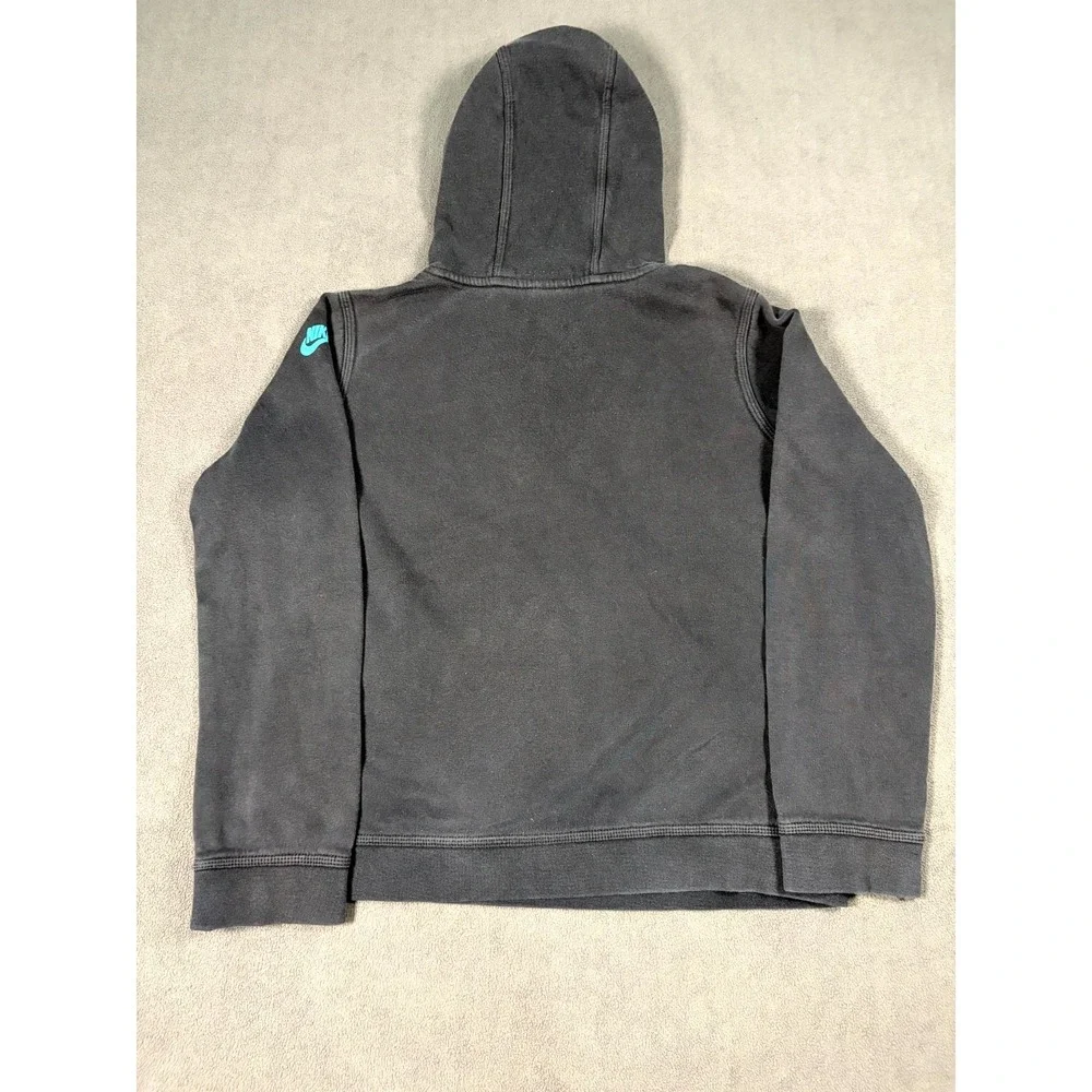 Nike Hoodie Kids XL Black Fleece Lined Graphic Print Logo Cotton Kangaroo Pocket